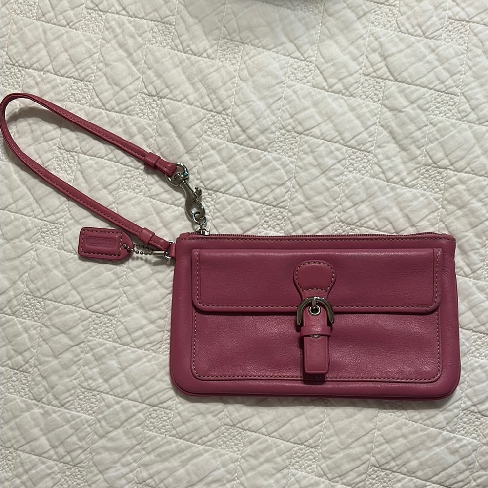 Coach Pink Leather Wristlet